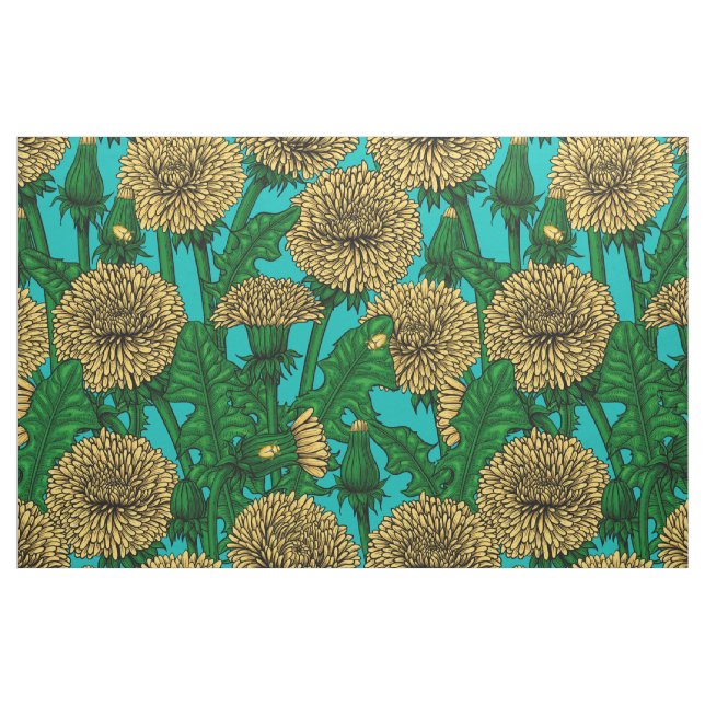 Tissu Dandelions sur turquoise (Fat Quarter)