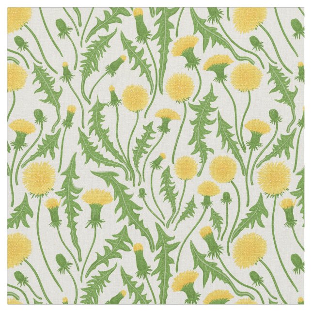 Tissu Dandelions, vert, jaune et blanc (Fermer)