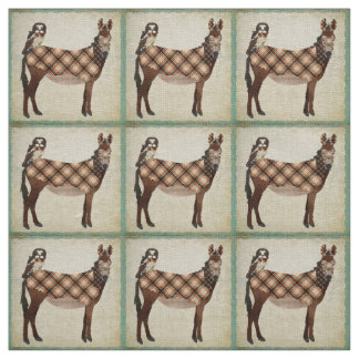 Tissu d'âne et de hibou de plaid