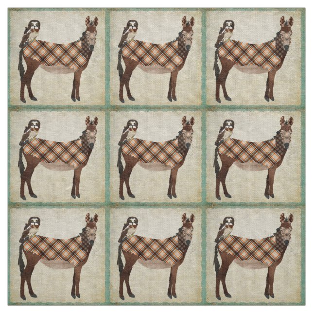 Tissu d'âne et de hibou de plaid (Échantillon)