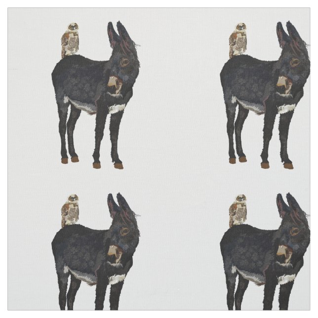 Tissu d'ÂNE et de HIBOU d'INDIGO (Échantillon)