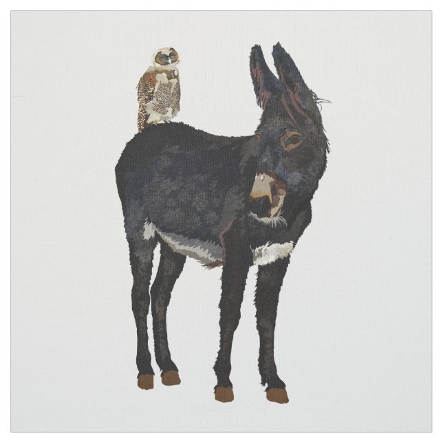 Tissu d'ÂNE et de HIBOU d'INDIGO (Échantillon)