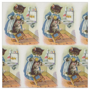 Tissu dans les années 1930, kitty mama lave son imprimé