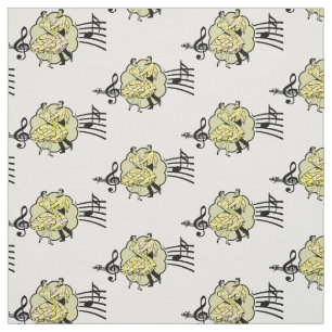Tissu Danse carré Couple Jaune Chèque Musique