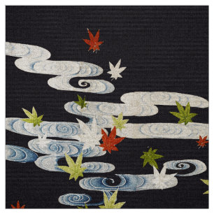 Tissu DANSE KIMONO, EAU COURANTE, CHUTE FEUILLE Florale