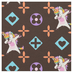 Tissu Danses de fleurs Dab Unicorn. Couleur claire