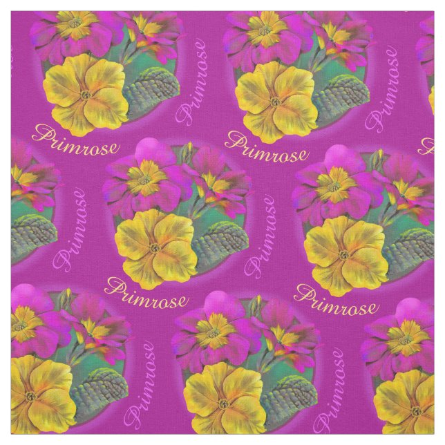 Tissu d'aquarelle botanique à ressort Primula (Échantillon)