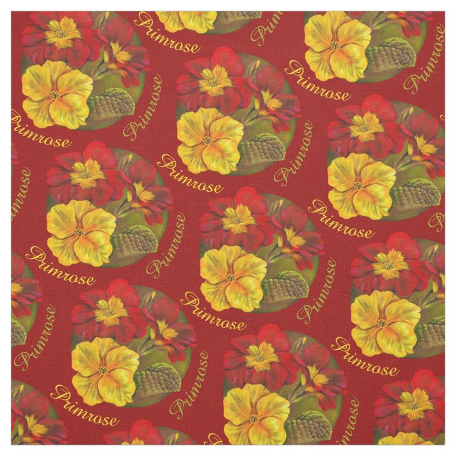 Tissu d'aquarelle botanique de printemps rouge Pri (Échantillon)