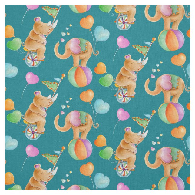 Tissu d'aquarelle d'animal de cirque de pépinière (Échantillon)