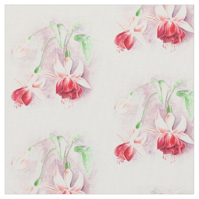 Tissu d'aquarelle d'art botanique Fuchsia (Fermer)