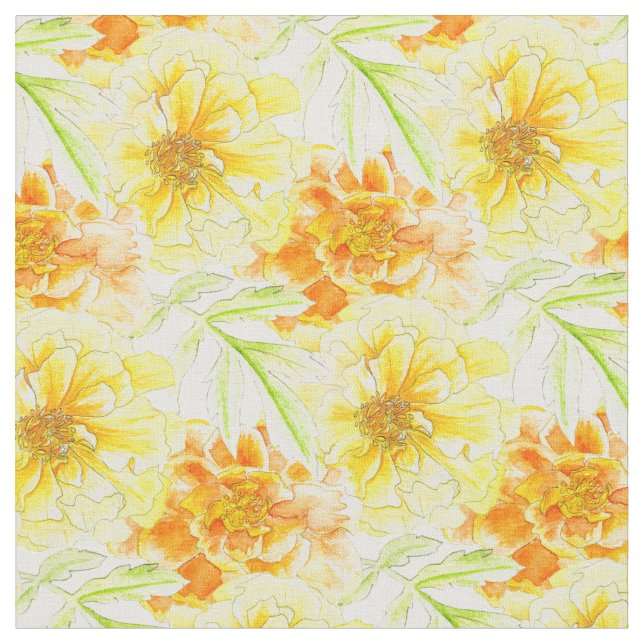 Tissu d'aquarelle jaune vert marigold (Fermer)