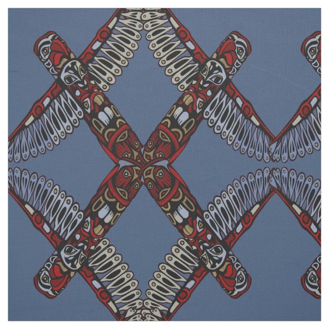 Tissu d'art autochtone Totem Aigle Pole Tissu trib (Échantillon)