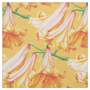 Tissu d'art d'aquarelle de jaune orange de lis de