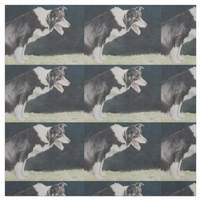 Tissu d'art de chien d'aquarelle de profil de (Échantillon)