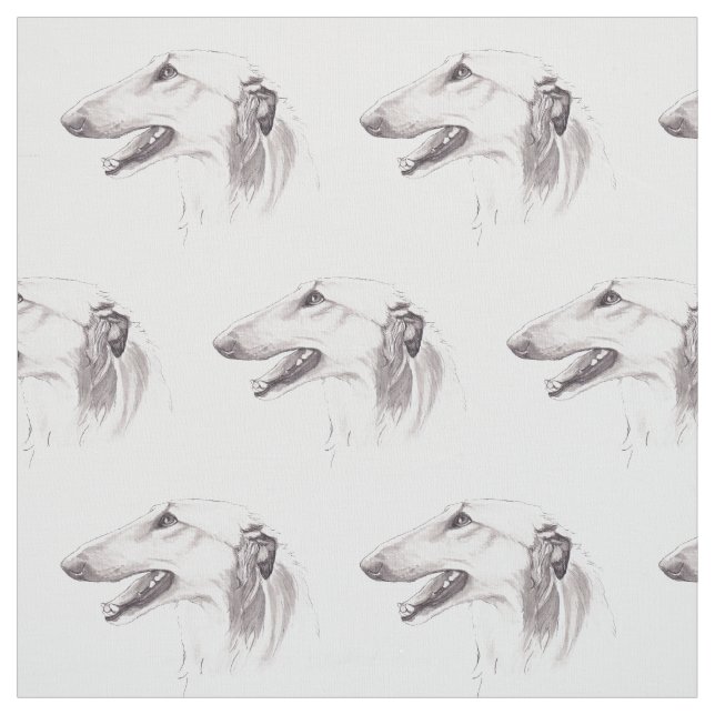 Tissu d'art de chien de dessin de barzoï (Échantillon)