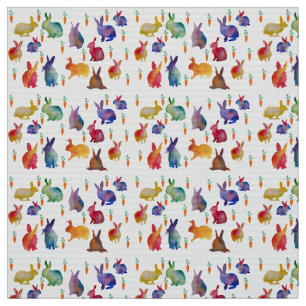 Tissu d'art de watercolo de lapins et de carottes