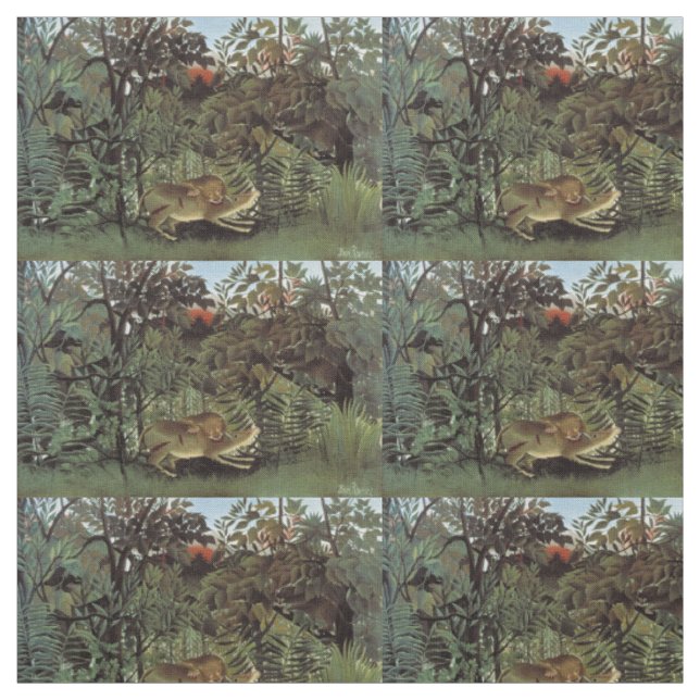 Tissu d'art du lion affamé de Rousseau (Échantillon)