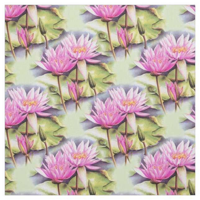 tissu d'art nénuphar lilypads rose aquarelle (Échantillon)