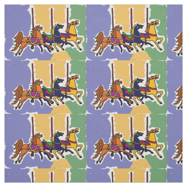Tissu d'art populaire de chevaux de carrousel (Échantillon)
