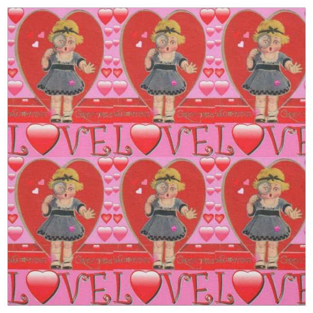 Tissu d'art rétro de la Saint-Valentin - coton et  (Échantillon)