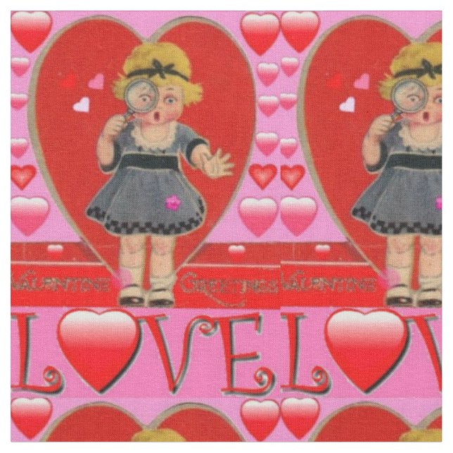 Tissu d'art rétro de la Saint-Valentin - coton et  (Fermer)