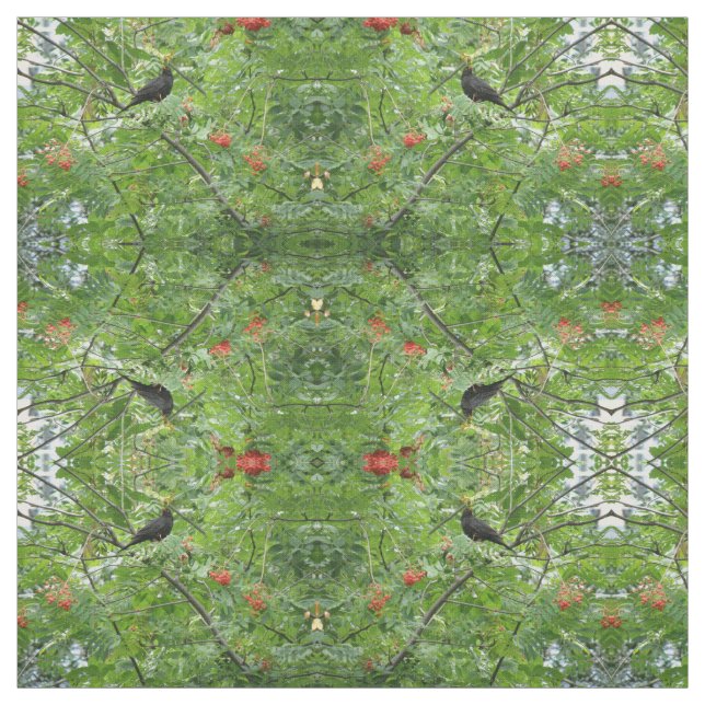 Tissu d'artisanat à motifs Blackbird et Berries (Échantillon)