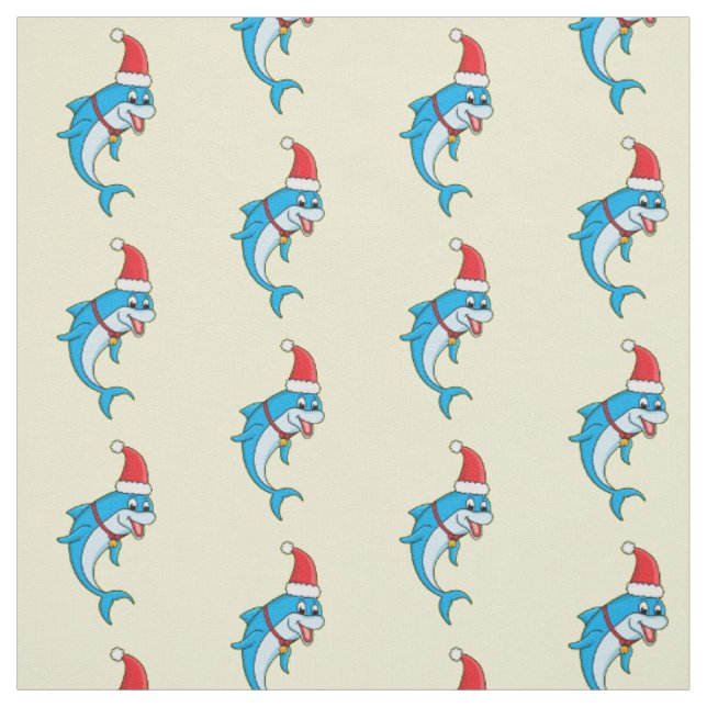 Tissu Dauphin mignon avec dessin animé du chapeau du Pèr (Échantillon)