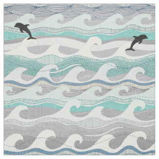Tissu dauphins et vagues