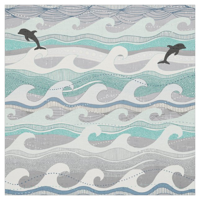 Tissu dauphins et vagues (Échantillon)