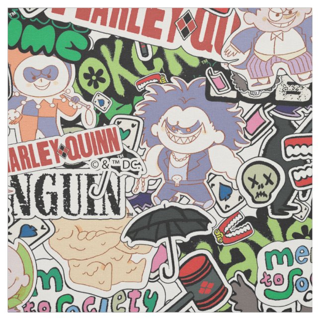Tissu DC Super-Villains Cartoon Pattern (Échantillon)