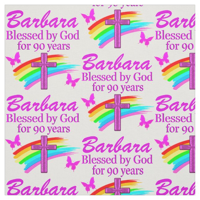 TISSU DE 90E ANNIVERSAIRE CHRÉTIEN PERSONNALISÉ (Échantillon)
