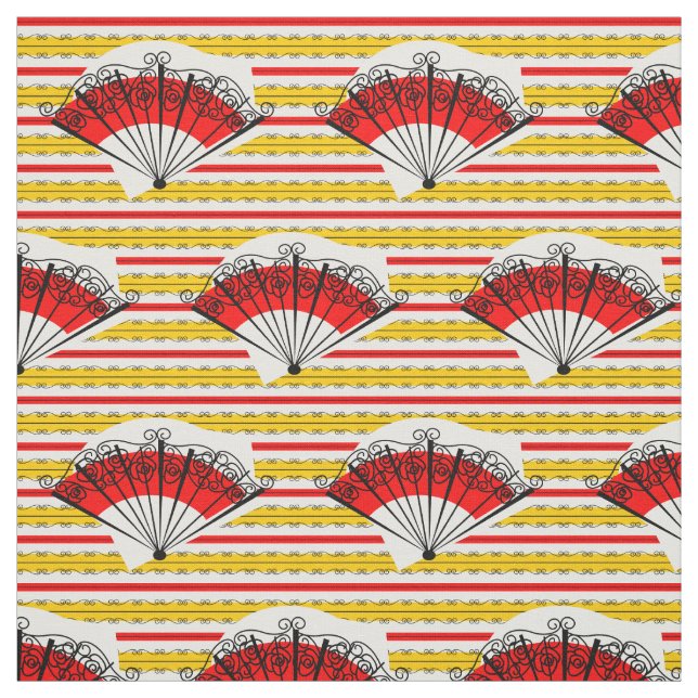 Tissu de bande de ventilateur espagnol petit impri (Échantillon)