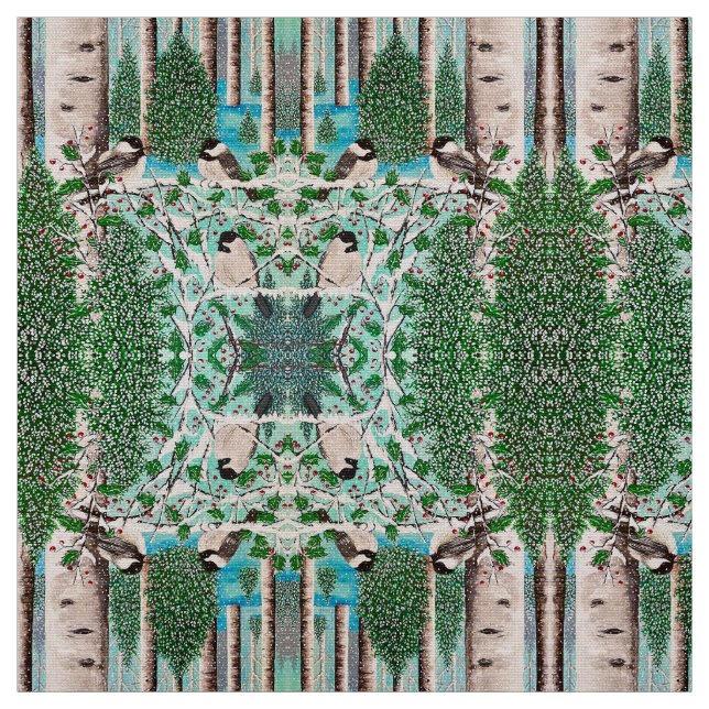 Tissu de bavardage de mésange de Noël 6 (Échantillon)