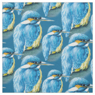 Tissu de bleu d'art d'oiseau d'aquarelle de
