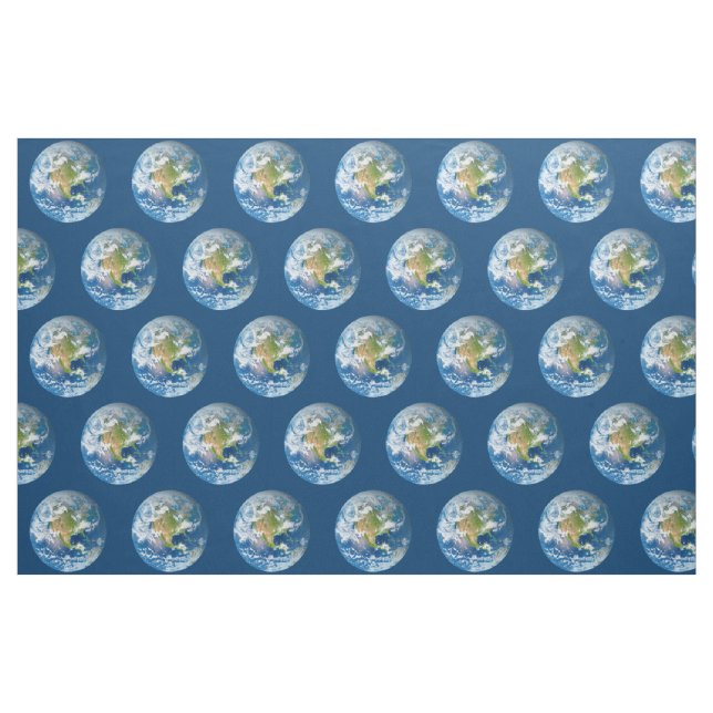 Tissu de bleu de la terre de planète de respect (Fat Quarter)