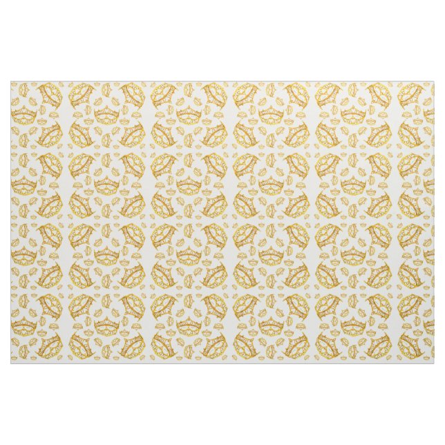 Tissu de broche de couronne or gras Queen (Yard)