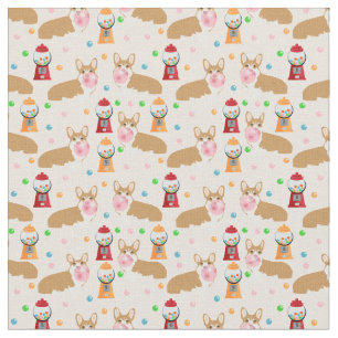 Tissu de bubblegum de corgi - rose-clair