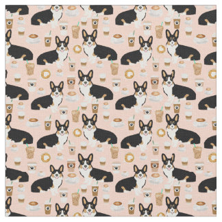 Tissu de café de corgi de Tricolored - rougissez
