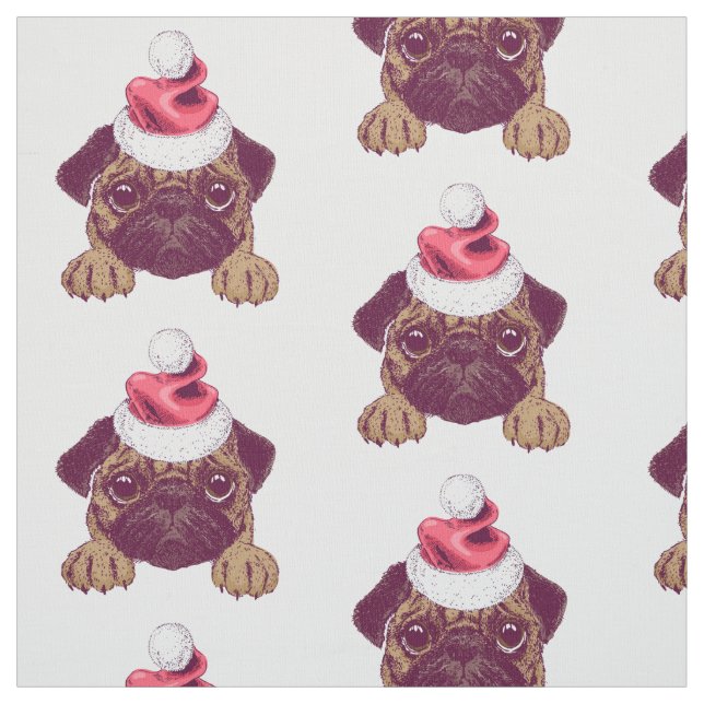 Tissu de Carlin de Noël adorable (Échantillon)