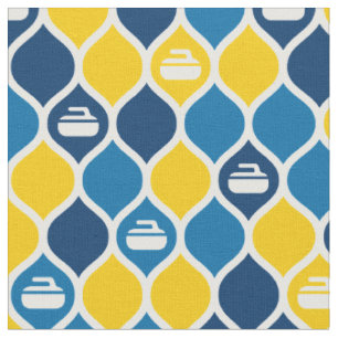 Tissu de carreaux de curling - bleu/jaune