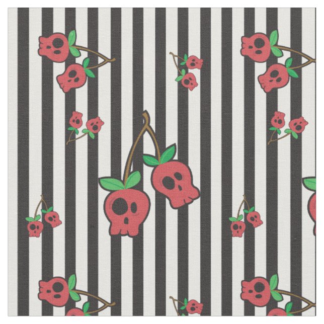 Tissu de cerise de crâne - rayures (Fermer)