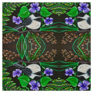 Tissu de chickadee et de violets