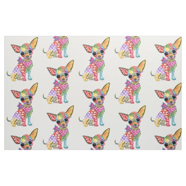 Tissu de Chihuahua mignon et coloré (Fat Quarter)