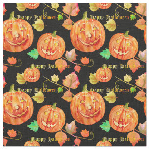 Tissu de citrouille de Halloween d'aquarelle