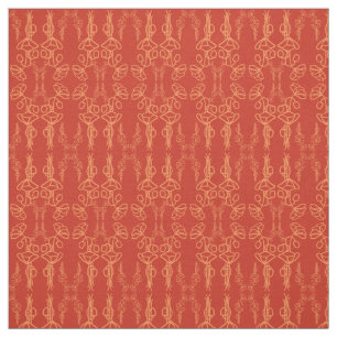 Tissu de contours de coquelicots rouges personnali