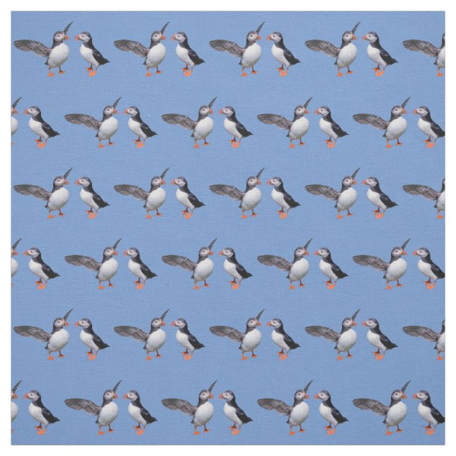 Tissu de copains de macareux (bleu-clair) (Échantillon)