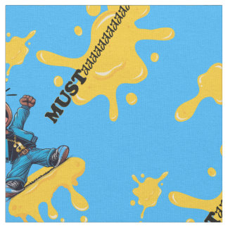 Tissu de coton bleu moutarde par la cour