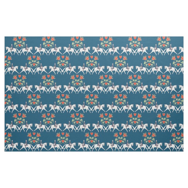 Tissu de coton de coeurs et de chevaux de dressage (Fat Quarter)