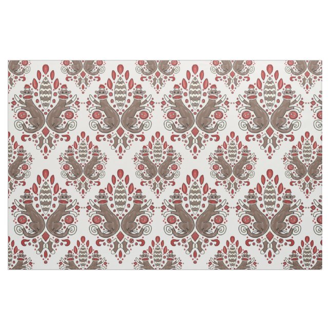 tissu de coton de damassé de singe de chaussette (Fat Quarter)