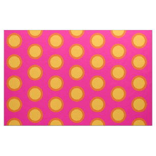 Tissu de coton peint rose jaune orange Polka